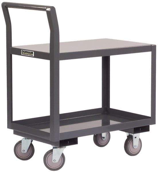 Durham - 1,200 Lb Capacity, 24" Wide x 36" Long x 36" High Standard Utility Cart - 2 Shelf, Steel - Benchmark Tooling
