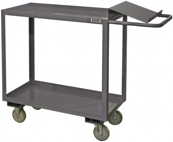 Durham - 1,200 Lb Capacity, 24" Wide x 36" Long x 37-5/8" High Order Picking Cart - 2 Shelf, Steel - Benchmark Tooling