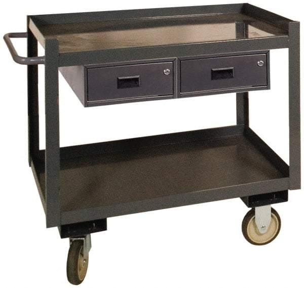 Durham - 1,200 Lb Capacity, 30" Wide x 36" Long x 37-5/8" High Standard Utility Cart - 2 Shelf, Steel - Benchmark Tooling