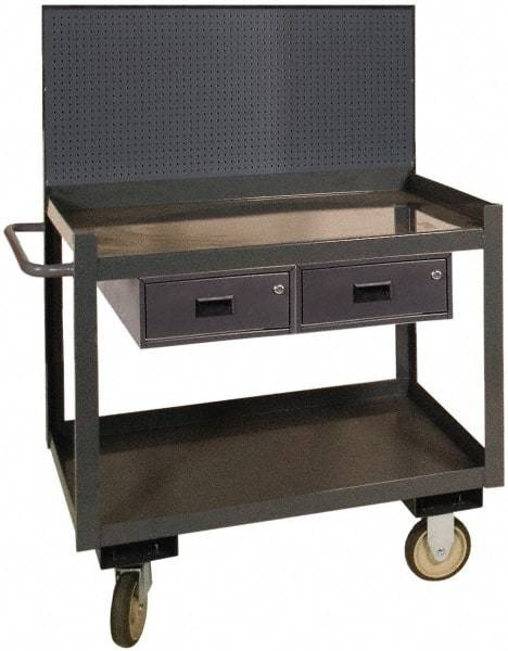 Durham - 1,200 Lb Capacity, 24" Wide x 36" Long x 54-7/8" High Heavy Duty Service Cart - 2 Shelf, Steel - Benchmark Tooling