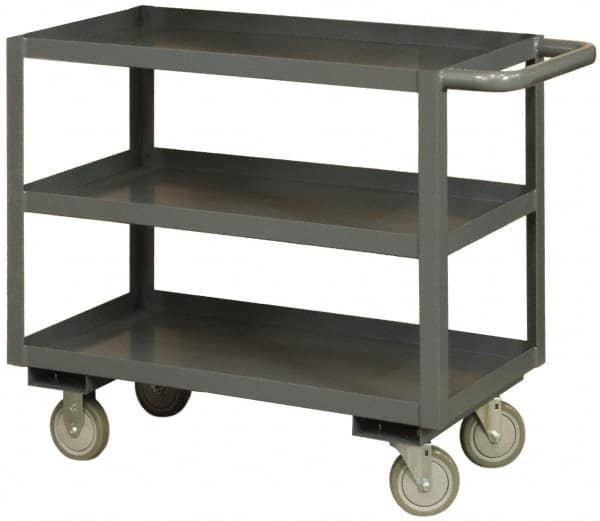 Durham - 3,000 Lb Capacity, 30" Wide x 60" Long x 40" High Heavy Duty Service Cart - 3 Shelf, Steel - Benchmark Tooling