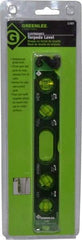 Greenlee - Magnetic 8-1/2" Long 4 Vial Torpedo Level - Aluminum, Green, 1 0°, 1 30°, 1 45° & 1 90° Vials - Benchmark Tooling