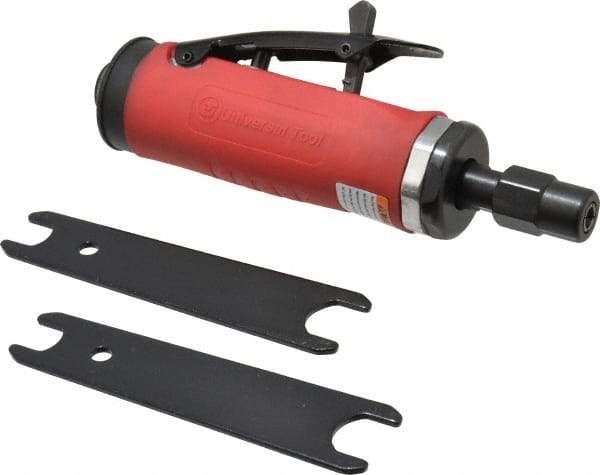 Universal Tool - 1/4" Collet, Straight Handle, Straight Air Die Grinder - 20,000 RPM, Rear Exhaust, 16 CFM, 0.45 hp, 90 psi, 1/4 NPT - Benchmark Tooling