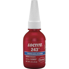 Loctite - 10 mL Bottle, Blue, Medium Strength Liquid Threadlocker - Series 243, 24 hr Full Cure Time, Hand Tool, Heat Removal - Benchmark Tooling