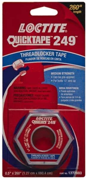 Loctite - Blue, Medium Strength Tape Threadlocker - Series 249, 24 hr Full Cure Time, Hand Tool, Heat Removal - Benchmark Tooling