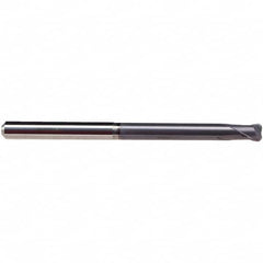 Emuge - 4mm Diam, 4mm LOC, 2 Flute Solid Carbide Roughing & Finishing End Mill - TiAlN Finish, 80mm OAL, 6mm Shank Diam, Cylindrical Shank, 30° Helix, Extra Long Length - Benchmark Tooling