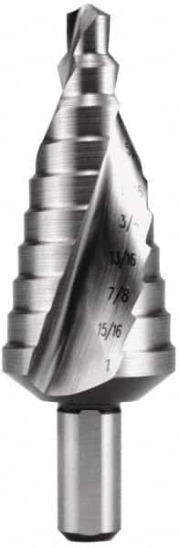 Hertel - 9 Hole Sizes, 13/32 to 1" Hole Diam High Speed Steel Step Drill Bit - Benchmark Tooling