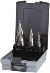 Hertel - 1/8 to 3/4", 118° Point, Bright Finish, High Speed Steel Step Drill Bit Set - Benchmark Tooling