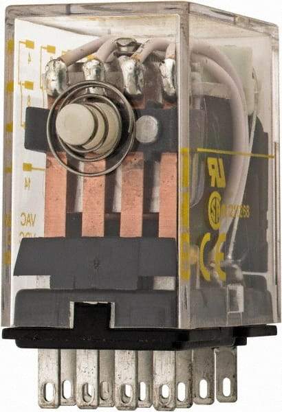 Square D - 2/3 hp at 120/240 Volt, Electromechanical Plug-in General Purpose Relay - 5 Amp at 240 VAC, 4PDT, 120 VAC at 50/60 Hz - Benchmark Tooling