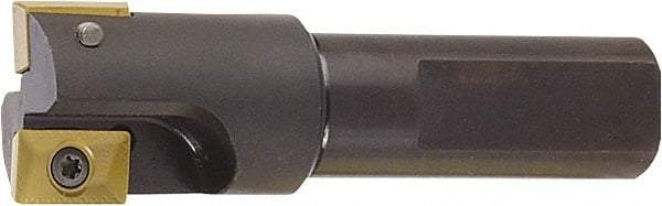 Kyocera - 1" Cut Diam, 0.6" Max Depth of Cut, 1" Shank Diam, 3.78" OAL, Indexable Square Shoulder End Mill - XPMT15T3\x85 Inserts, Flatted Shank, 90° Lead Angle, Series EM - Benchmark Tooling