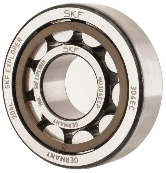 SKF - 20mm Bore Diam, 52mm Outside Diam, 15mm Wide Cylindrical Roller Bearing - 30,800 N Dynamic Capacity, 26,000 Lbs. Static Capacity - Benchmark Tooling