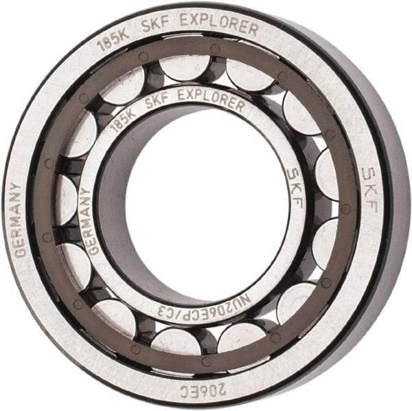 SKF - 30mm Bore Diam, 62mm Outside Diam, 16mm Wide Cylindrical Roller Bearing - 38,000 N Dynamic Capacity, 36,500 Lbs. Static Capacity - Benchmark Tooling