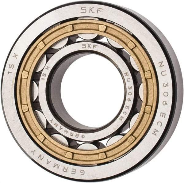 SKF - 30mm Bore Diam, 72mm Outside Diam, 19mm Wide Cylindrical Roller Bearing - 51,200 N Dynamic Capacity, 48,000 Lbs. Static Capacity - Benchmark Tooling