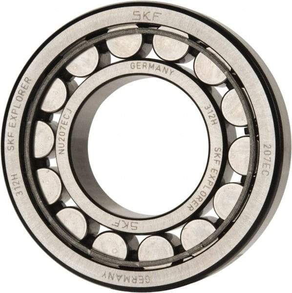 SKF - 35mm Bore Diam, 72mm Outside Diam, 17mm Wide Cylindrical Roller Bearing - 48,400 N Dynamic Capacity, 48,000 Lbs. Static Capacity - Benchmark Tooling