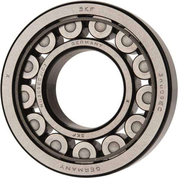 SKF - 45mm Bore Diam, 100mm Outside Diam, 25mm Wide Cylindrical Roller Bearing - 99,000 N Dynamic Capacity, 100,000 Lbs. Static Capacity - Benchmark Tooling