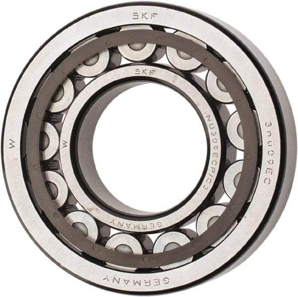 SKF - 45mm Bore Diam, 100mm Outside Diam, 25mm Wide Cylindrical Roller Bearing - 99,000 N Dynamic Capacity, 100,000 Lbs. Static Capacity - Benchmark Tooling