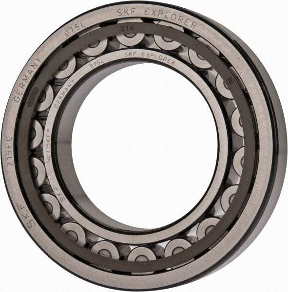 SKF - 75mm Bore Diam, 130mm Outside Diam, 25mm Wide Cylindrical Roller Bearing - 130,000 N Dynamic Capacity, 156,000 Lbs. Static Capacity - Benchmark Tooling