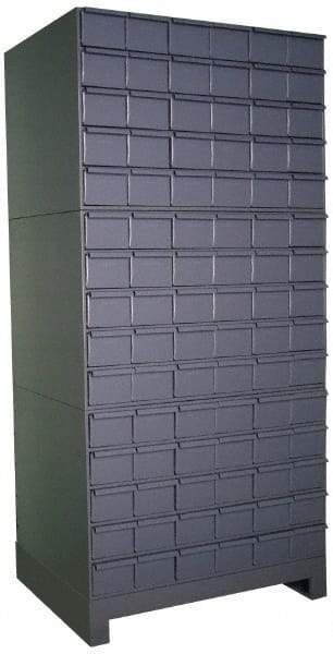 Durham - 90 Bin Drawer Cabinet System - 17-1/4 Inch Overall Depth x 69-1/8 Inch Overall Height, Gray Steel Bins - Benchmark Tooling