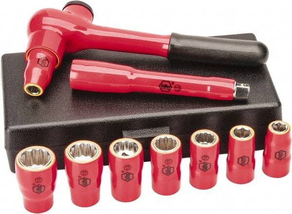 Wiha - 10 Piece 3/8" Drive Socket Set - 6 Points, 5/16" to 3/4" Range, Inch Measurement Standard - Benchmark Tooling