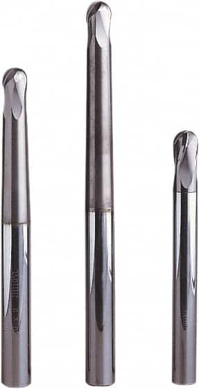 Seco - 6mm Diam, 6mm LOC, 4 Flute Solid Carbide Ball End Mill - MEGA-64 Finish, Single End, 80mm OAL, 6mm Shank Diam, Spiral Flute - Benchmark Tooling