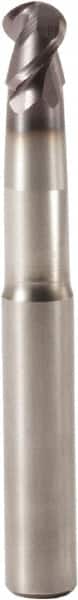 Seco - 4mm Diam, 3.5mm LOC, 2 Flute Solid Carbide Ball End Mill - MEGA-T Finish, Single End, 50mm OAL, 6mm Shank Diam, Spiral Flute - Benchmark Tooling