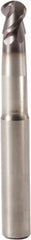 Seco - 4mm Diam, 3.5mm LOC, 2 Flute Solid Carbide Ball End Mill - MEGA-T Finish, Single End, 50mm OAL, 6mm Shank Diam, Spiral Flute - Benchmark Tooling
