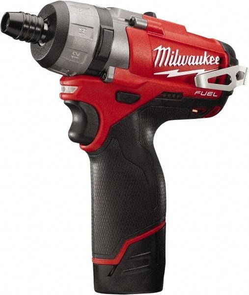 Milwaukee Tool - 12 Volts, Lithium-Ion Battery, Pistol Grip Cordless Screwdriver - 2 Speeds, 450 and 1,700 RPM, 325 Inch/Lbs. Torque, 2 Speed - Benchmark Tooling