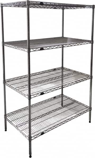 Value Collection - 4 Shelf Wire Shelving Unit - 36" Wide x 24" Deep x 63" High, - Benchmark Tooling