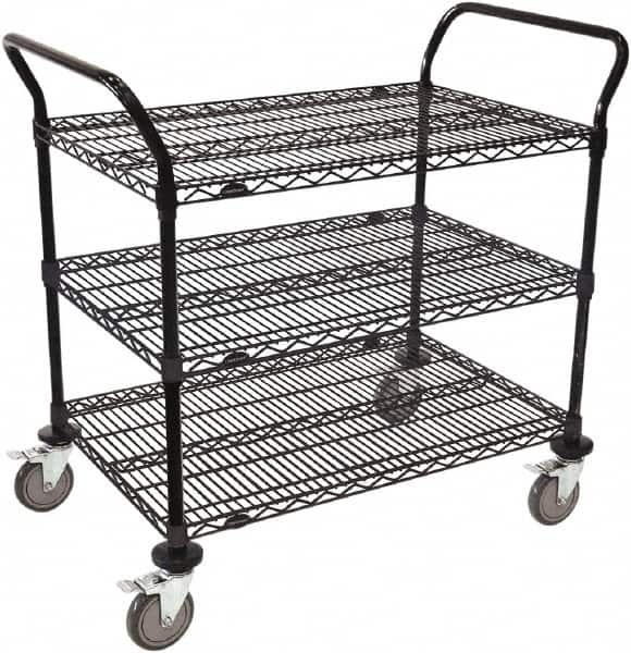 Value Collection - 800 Lb Capacity, 24" Wide x 48" Long x 39" High Wire Cart - 3 Shelf, Steel, Swivel Casters - Benchmark Tooling