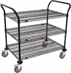 Value Collection - 600 Lb Capacity, 18" Wide x 60" Long x 39" High Wire Cart - 3 Shelf, Steel, Swivel Casters - Benchmark Tooling