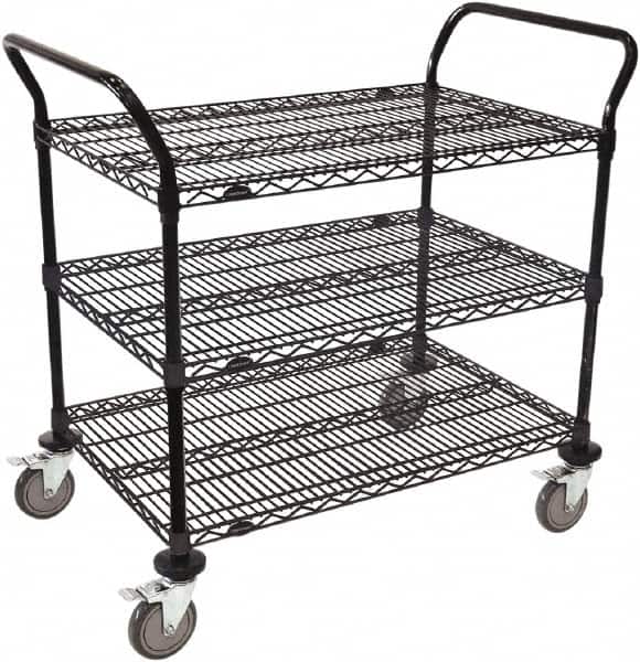 Value Collection - 600 Lb Capacity, 24" Wide x 72" Long x 39" High Wire Cart - 3 Shelf, Steel, Swivel Casters - Benchmark Tooling