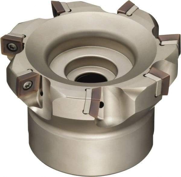 Sumitomo - 16 Inserts, 200mm Cut Diam, 47.63mm Arbor Diam, Indexable Square-Shoulder Face Mill - 63mm High, SOMT 1204.. Insert Compatibility, Through Coolant, Series WaveMill - Benchmark Tooling