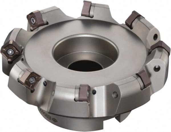 Sumitomo - 100mm Cut Diam, 31.75mm Arbor Hole, 45° Indexable Chamfer & Angle Face Mill - 10 Inserts, ONMT 05T6\xB6SNMT 13T6\xB6XNET 13T6 Insert, Right Hand Cut, Through Coolant, Series DualMill - Benchmark Tooling