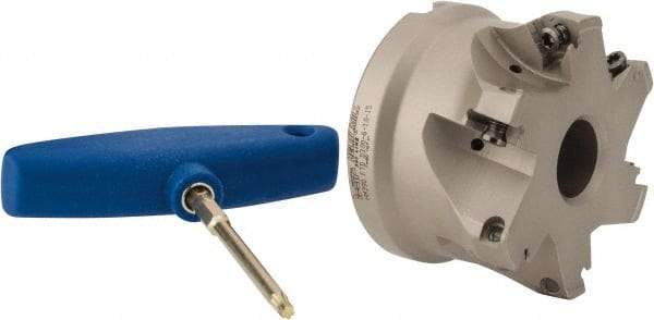 Iscar - 6 Inserts, 3" Cut Diam, 1" Arbor Diam, 0.512" Max Depth of Cut, Indexable Square-Shoulder Face Mill - 0/90° Lead Angle, 2" High, HM390 TDKT 1505 Insert Compatibility, Through Coolant, Series HeliIQMill - Benchmark Tooling