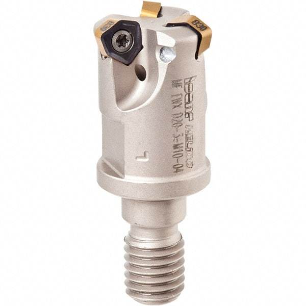 Iscar - 30° Lead Angle, 20mm Max Cut Diam, 13mm Min Cut Diam, 1.5mm Max Depth of Cut, Indexable Chamfer and Angle End Mill - 3 Inserts, H600 WXCU 04 Insert Style, 134mm Overall Length, Through Coolant, Straight Shank - Benchmark Tooling