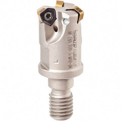 Iscar - 30° Lead Angle, 20mm Max Cut Diam, 13mm Min Cut Diam, 1.5mm Max Depth of Cut, Indexable Chamfer and Angle End Mill - 3 Inserts, H600 WXCU 04 Insert Style, 134mm Overall Length, Through Coolant, Straight Shank - Benchmark Tooling