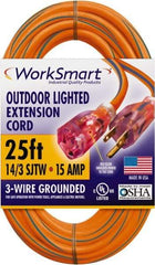 Value Collection - 25', 14/3 Gauge/Conductors, Orange/Blue Outdoor Extension Cord - 1 Receptacle, 15 Amps, UL SJTW, NEMA 5-15P - Benchmark Tooling