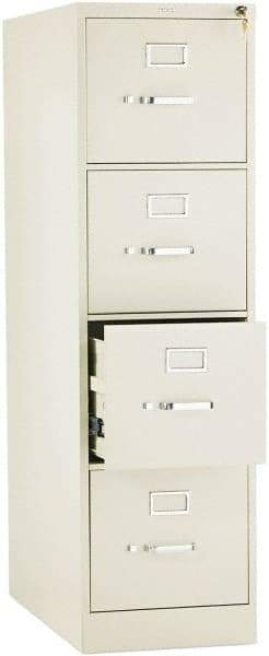 Hon - 15" Wide x 52" High x 26-1/2" Deep, 4 Drawer Vertical File with Lock - Steel, Putty - Benchmark Tooling