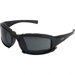 Safety Glass: Anti-Fog & Scratch-Resistant, Polycarbonate, Smoke Lenses, Full-Framed, UV Protection Black Frame