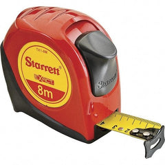 Starrett - 26' x 1" Yellow Blade Tape Measure - 1mm Graduation, S6 Graduation Style, Red Case - Benchmark Tooling