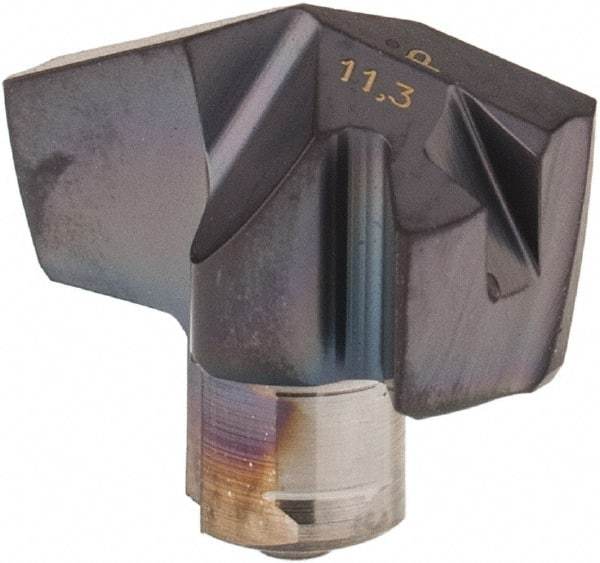 Iscar - Series ICP, 0.445" Diam Grade IC908 140° Replaceable Drill Tip - Carbide, TiAlN Finish, 11 Seat Size, Through Coolant - Benchmark Tooling