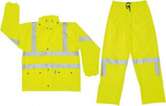 MCR Safety - Size 5XL, High Visibility Lime, Rain, Disposable Encapsulated Suit - Attached Hood, Elastic Ankle, Elastic Wrist - Benchmark Tooling