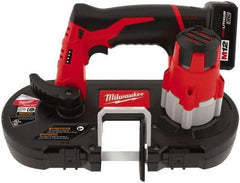 Milwaukee Tool - 12 Volt, 27-1/2" Blade, 280 SFPM Cordless Portable Bandsaw - 1-5/8" (Round) & 1-5/8 x 1-5/8" (Rectangle) Cutting Capacity, Lithium-Ion Battery Included - Benchmark Tooling