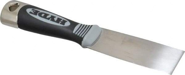 Hyde Tools - 1-1/2" Wide Chisel Edge Blade Stainless Steel Putty Knife - Flexible, Cushioned Grip Polypropylene Handle, 8" OAL - Benchmark Tooling