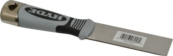 Hyde Tools - 1-1/4" Wide Stainless Steel Putty Knife - Stiff, Cushioned Grip Polypropylene Handle, 8" OAL - Benchmark Tooling