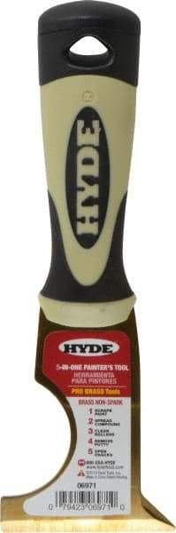 Hyde Tools - 2-1/2" Wide Brass Multi-Purpose Knife - Stiff, Cushioned Grip Polypropylene Handle, 8" OAL - Benchmark Tooling