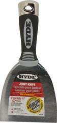 Hyde Tools - 4" Wide Stainless Steel Putty Knife - Flexible, Cushioned Grip / Hammerhead Polypropylene Handle, 8" OAL - Benchmark Tooling