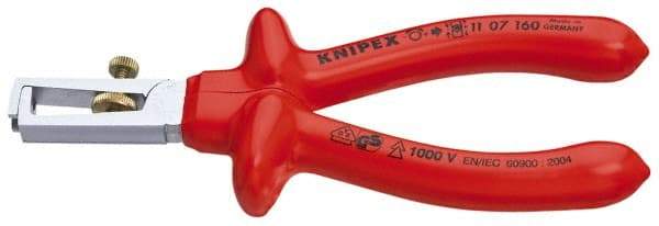 Knipex - 7 AWG to 13/64" Capacity Insulated Wire Stripper - 6-1/4" OAL, 1000 Volt Insulated Handle - Benchmark Tooling