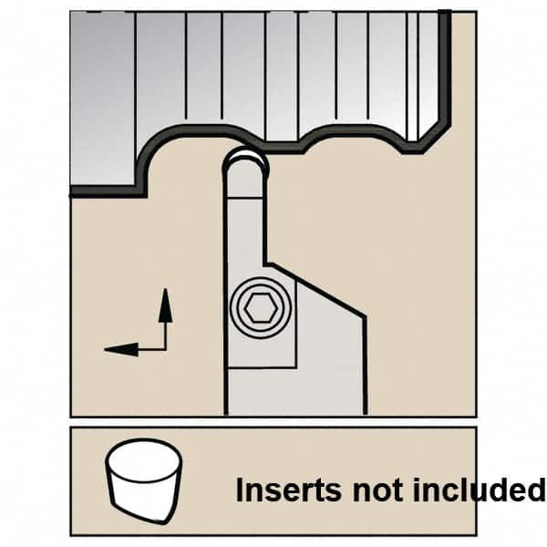 Kennametal - 411 VRS, Right Hand Cut, 0° Lead Angle, 1" Shank Height x 1" Shank Width, Neutral Rake Indexable Turning Toolholder - 6" OAL, R..V45 Insert Compatibility, Series V-Bottom Round - Benchmark Tooling