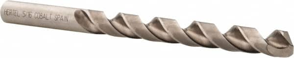 Hertel - 5/16" 135° Cobalt Jobber Drill - Bright Finish, Spiral Flute, 4-1/2" OAL, Split Point - Benchmark Tooling